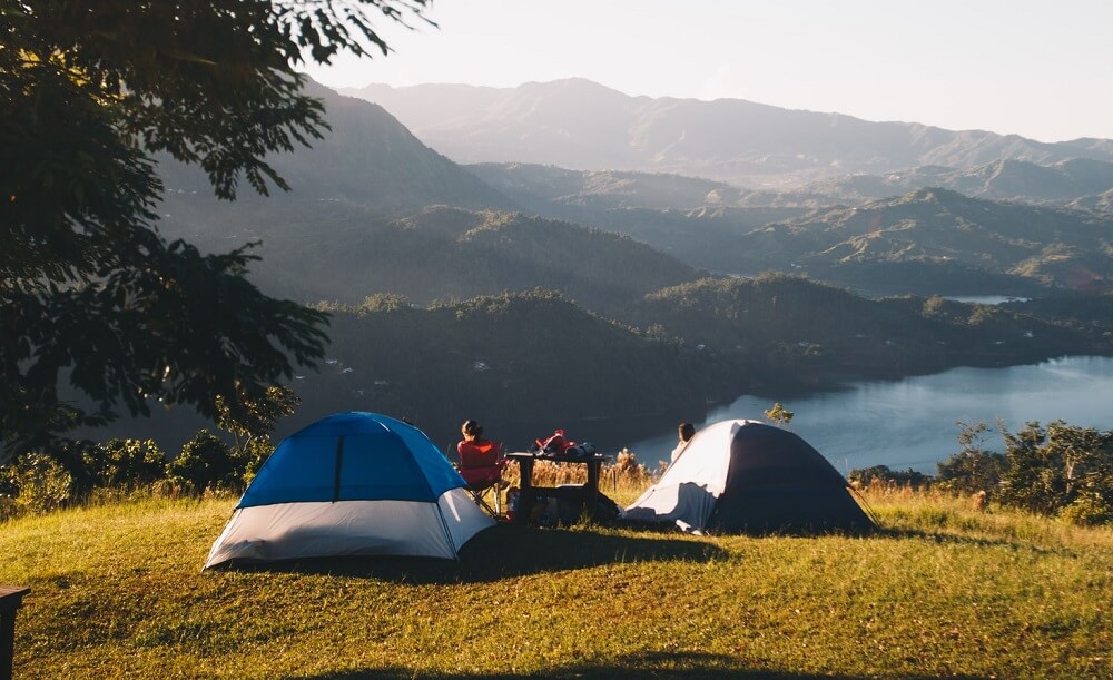 Premium camping tents in scenic wilderness location